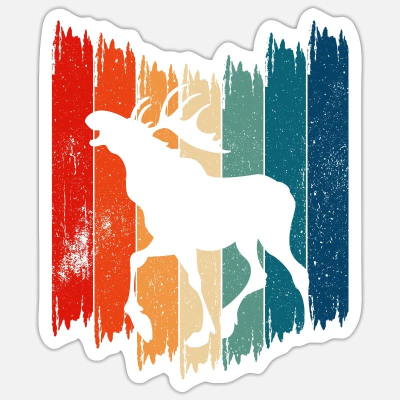 Rétro Moose Vintage Moose - Sticker taille S (10 x 10 cm) - blanc mat
