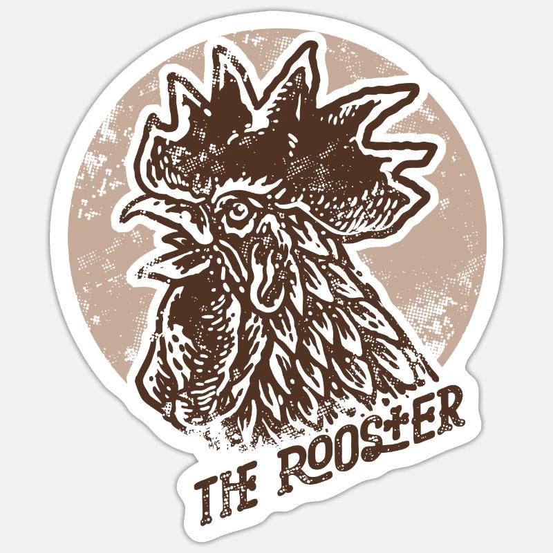rooster old stamp - Sticker size S (10 x 10 cm) - white matte