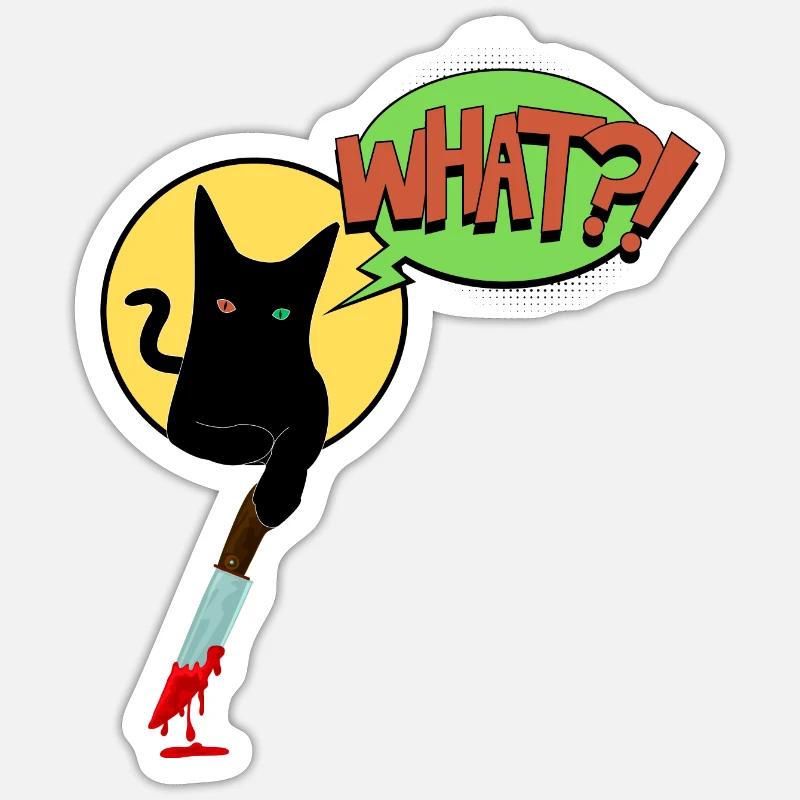 Chat Noir Quoi - Sticker taille S (10 x 10 cm) - blanc mat