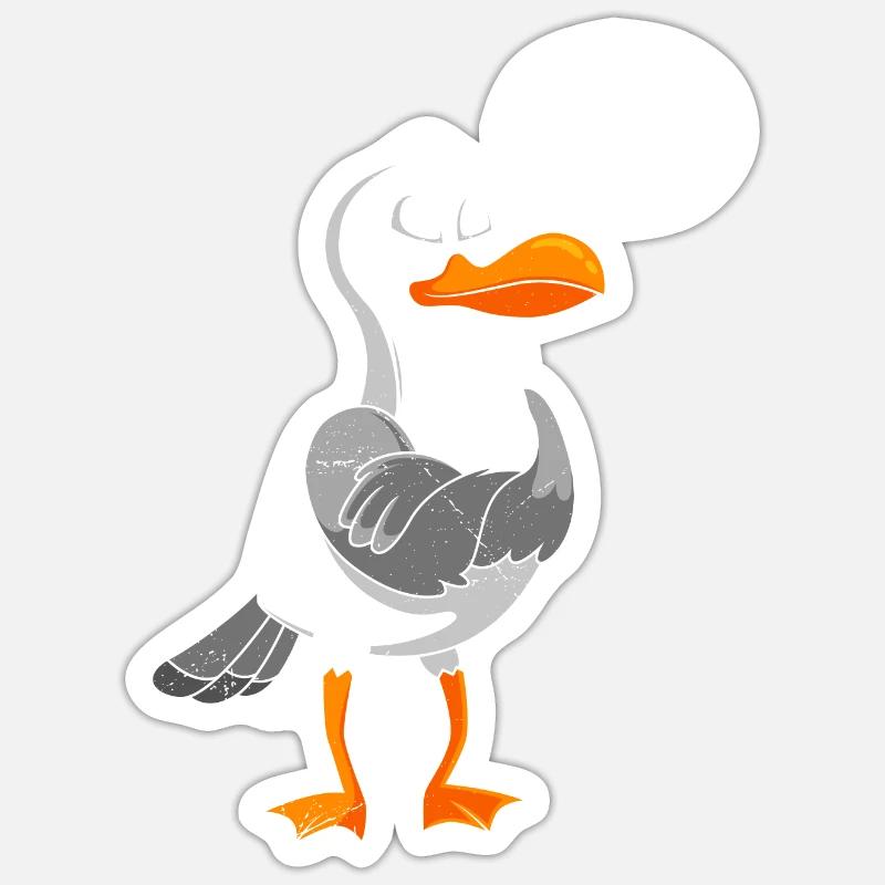 Möwen Nö! sture Möwe Seevogel Seagull - Sticker Größe S (10 x 10 cm) - Mattweiß