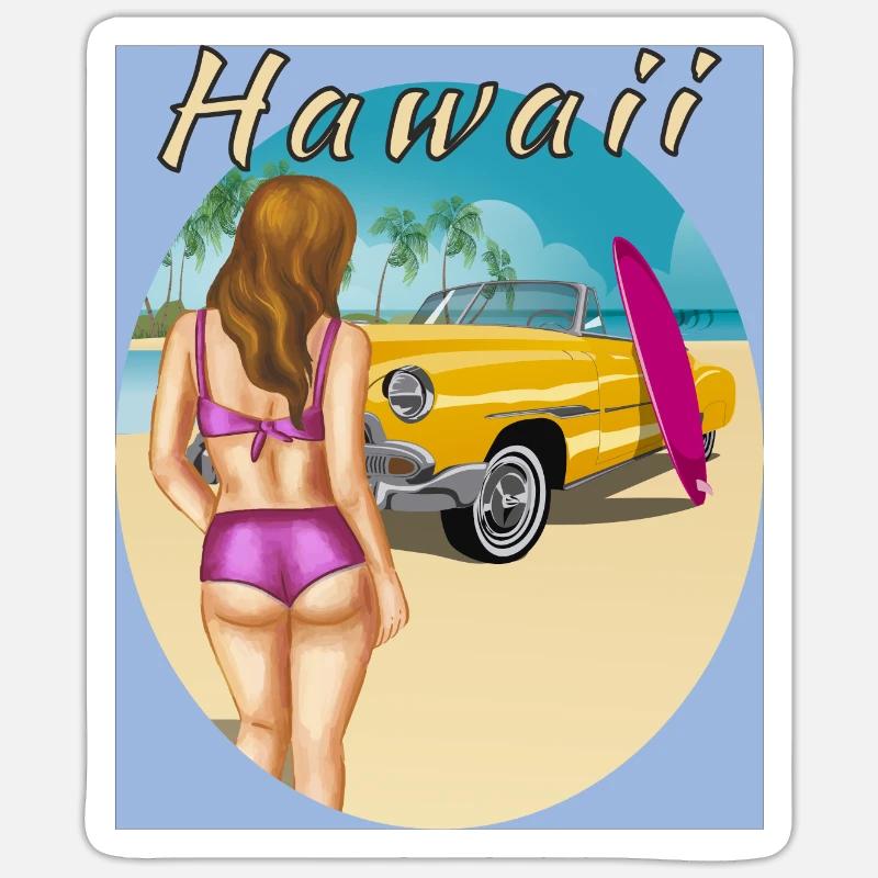 HAWAÏ - Sticker taille S (10 x 10 cm) - blanc mat