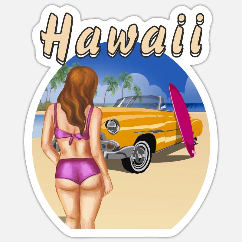 HAWAÏ - Sticker taille S (10 x 10 cm) - blanc mat