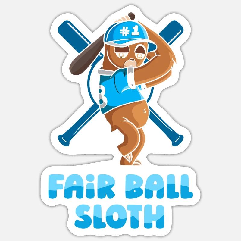Sloth Cute Sloth Baseball - Sticker size S (10 x 10 cm) - white matte