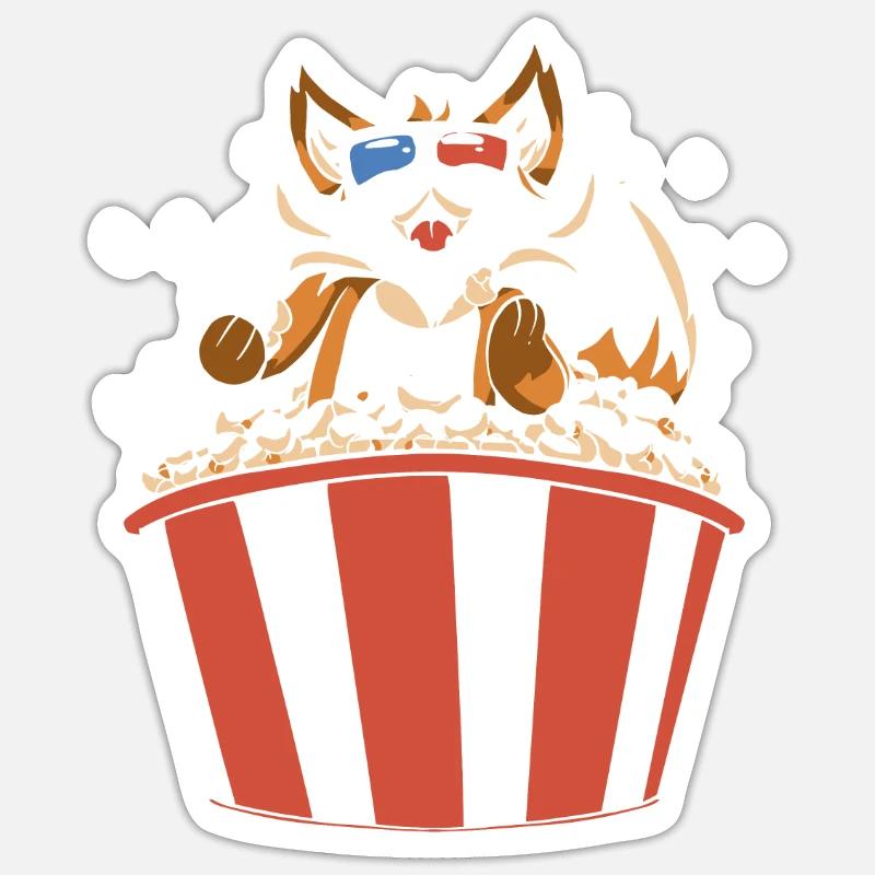 Popcorn Fox Sticker taille S (10 x 10 cm)