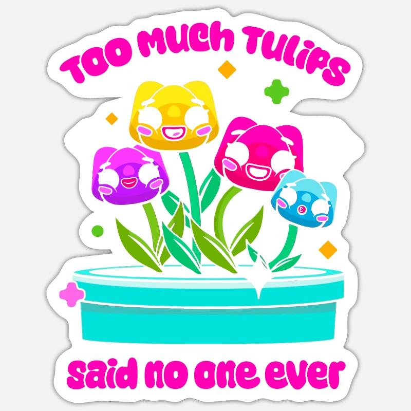 Tulipes mignonnes - Sticker taille S (10 x 10 cm) - blanc mat