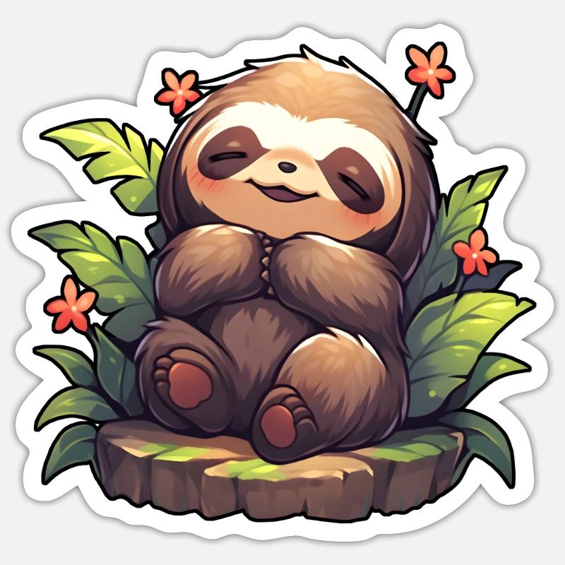 Faultier - Sticker Größe S (10 x 10 cm) - Mattweiß