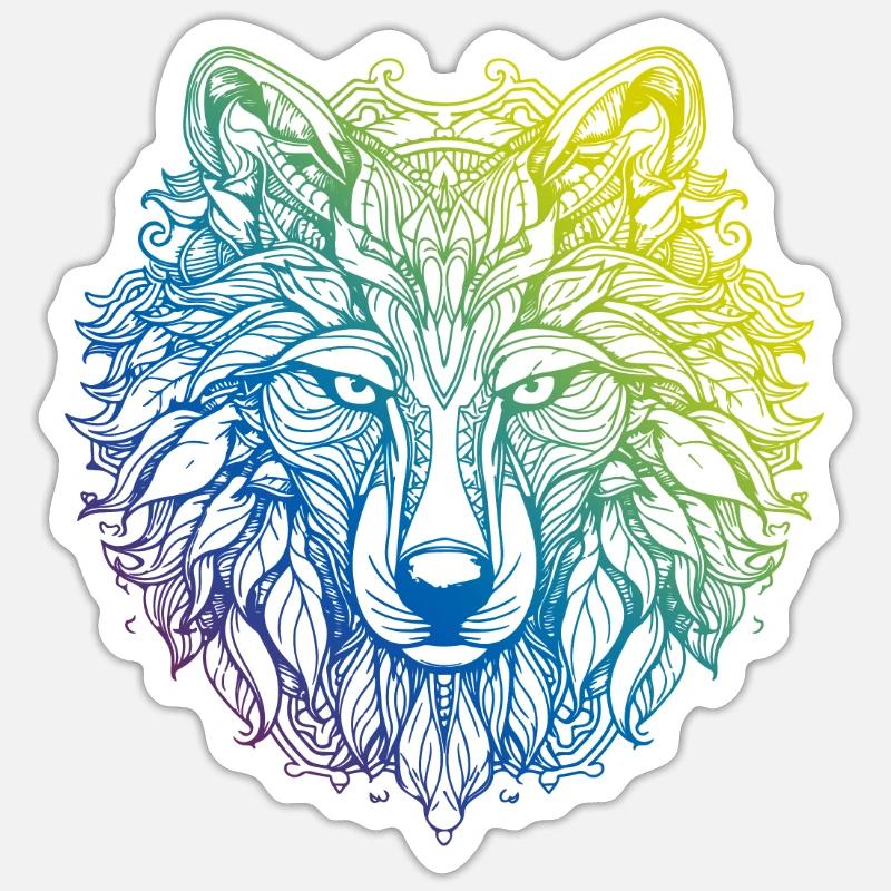 Wolf Mandala Boho - Sticker size S (10 x 10 cm) - white matte