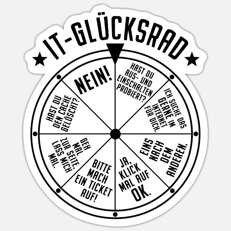 IT Support Glücksrad Service Desk IT Helpdesk Nerd - Sticker Größe S (10 x 10 cm) - Mattweiß