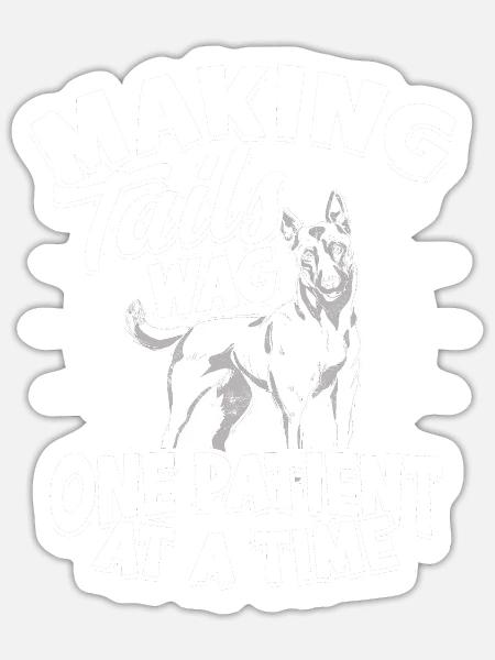 Schwänze wedeln lassen, ein Patient nach dem anderen - - Sticker Größe S (10 x 10 cm) - Mattweiß