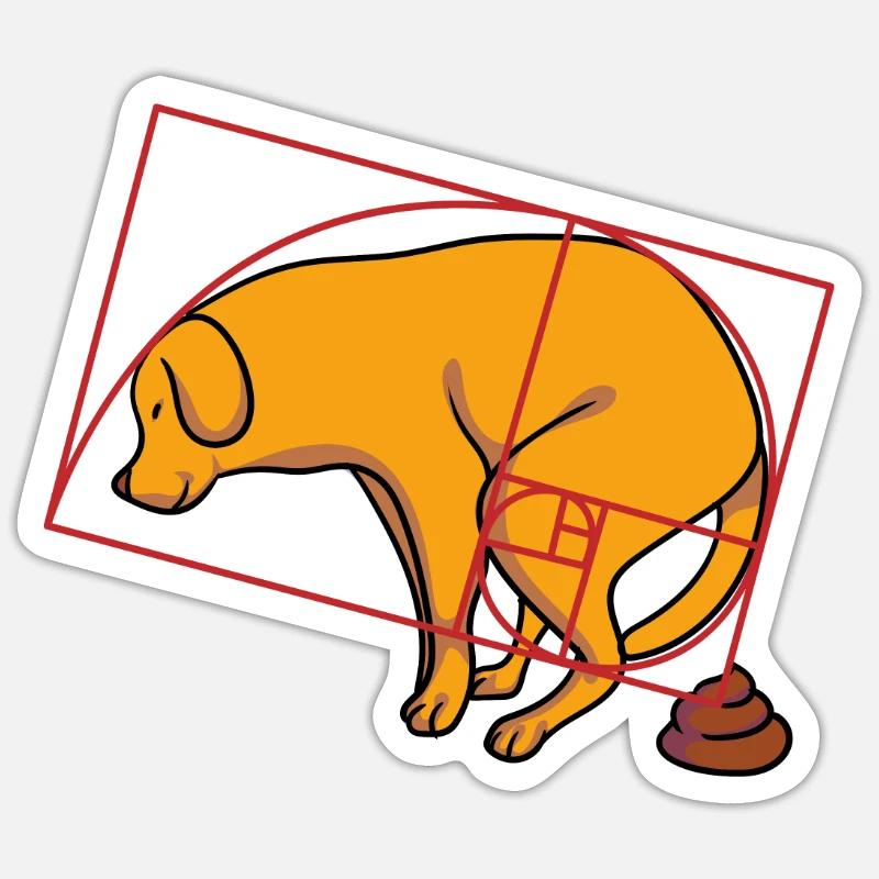 Meme dei cani della sezione aurea di Fibonacci - Sticker formato S (10 x 10 cm) - bianco opaco