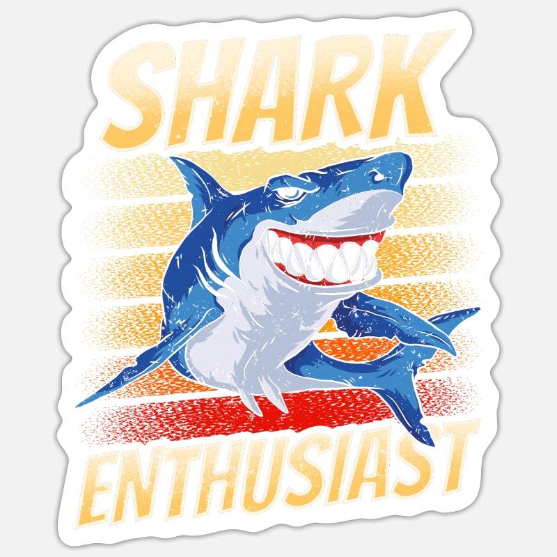 Amateur de requins Dent de requin Requin Requin Plongée Requins Sticker taille S (10 x 10 cm)