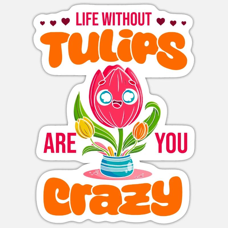 Tulpen Leben - Sticker Größe S (10 x 10 cm) - Mattweiß