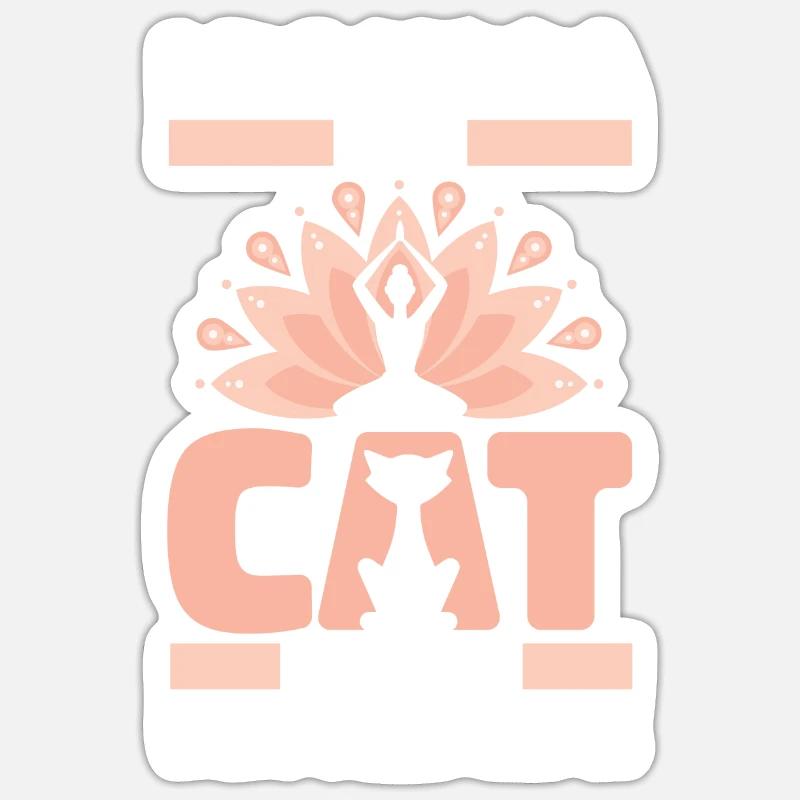 Chat de yoga - Sticker taille S (10 x 10 cm) - blanc mat