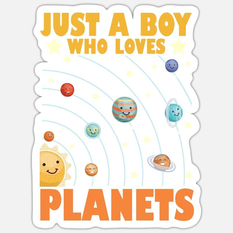 Nur ein Junge, der das Sonnensystem der Planeten liebt Sticker Größe S (10 x 10 cm)