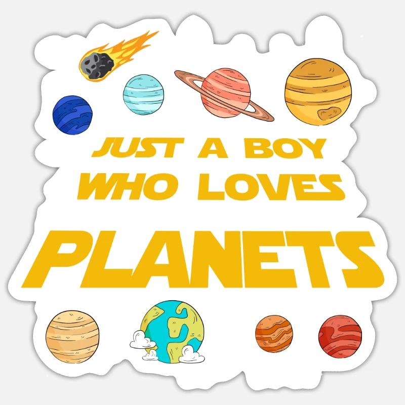 Nur ein Junge, der das Sonnensystem der Planeten liebt Sticker Größe S (10 x 10 cm)