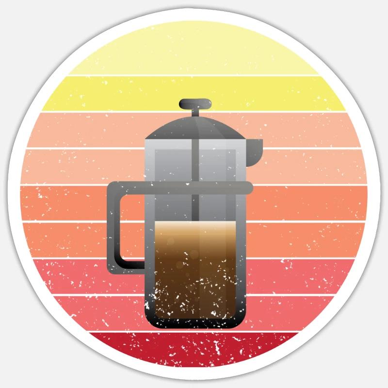 French coffee press - Sticker size S (10 x 10 cm) - white matte
