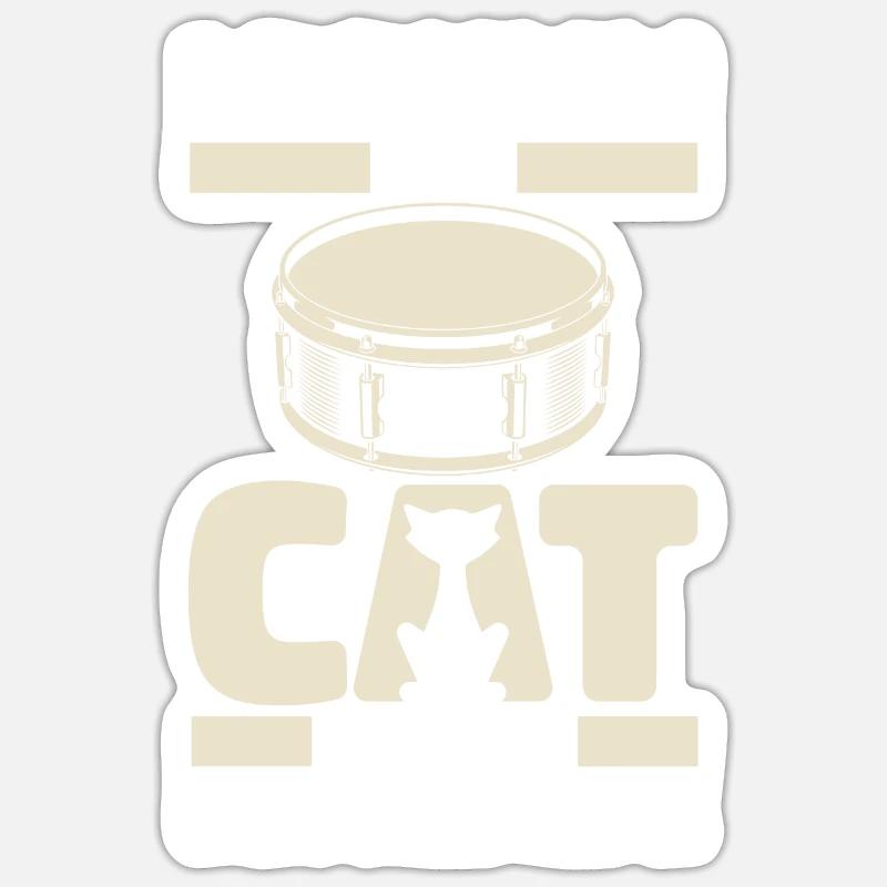 Drums Drummer Drummer Cat - Sticker size S (10 x 10 cm) - white matte