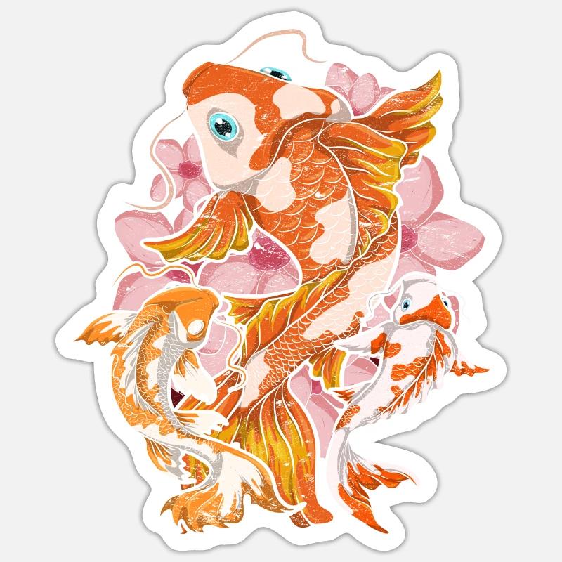 Kirschblüte Nishikigoi Geschenk Sakura Koi Karpfen Sticker Größe S (10 x 10 cm)