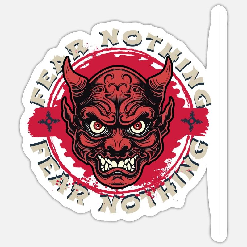 Fürchte nichts Dämonengesicht - Sticker Größe S (10 x 10 cm) - Mattweiß