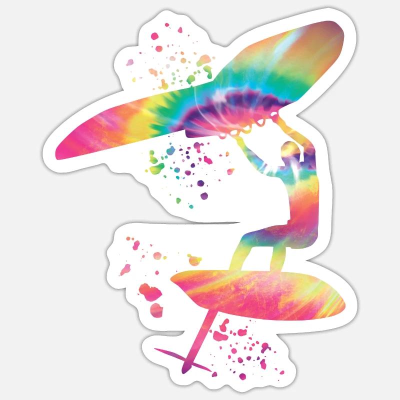 Wing Foil Wingsurfing Mann Foil Wing - Sticker Größe S (10 x 10 cm) - Mattweiß