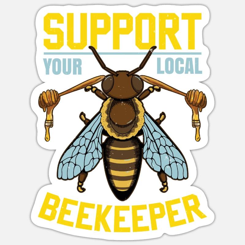 Support Your Local Beekeeper - Sticker size S (10 x 10 cm) - white matte