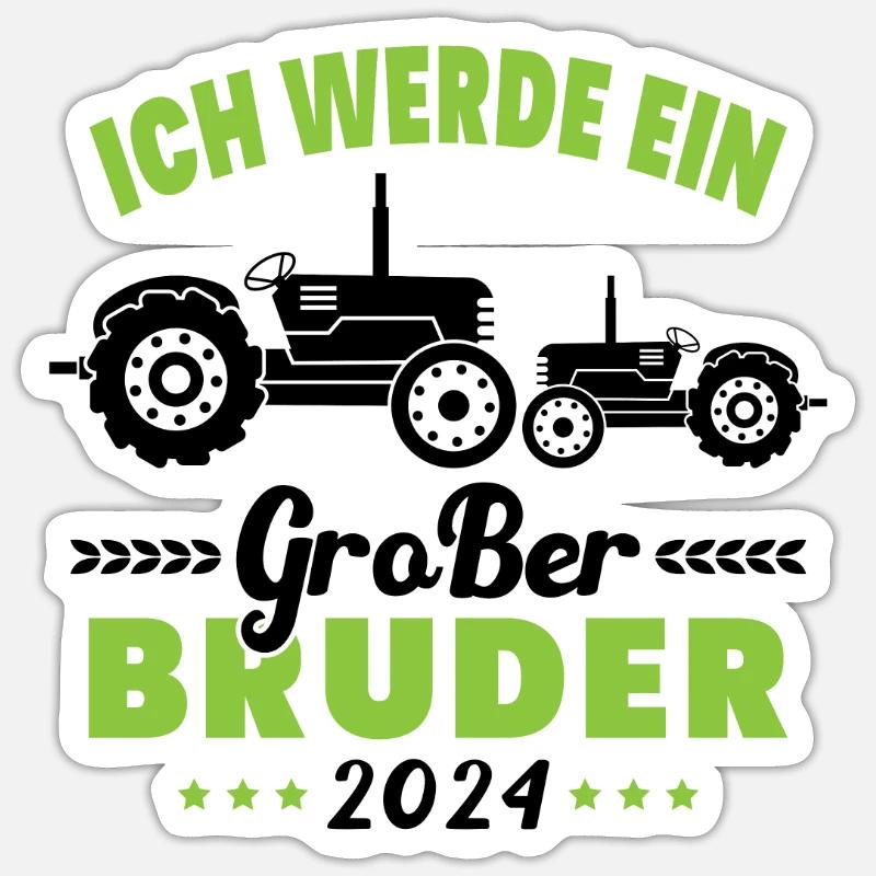 Ich werde 2024 Großer Bruder sein Traktor Sticker taille S (10 x 10 cm)