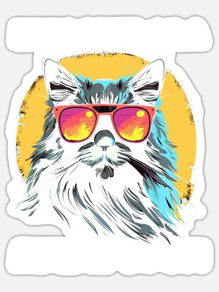 Maine Coon Angestellter Lustiges Katzen Design - Sticker Größe S (10 x 10 cm) - Mattweiß