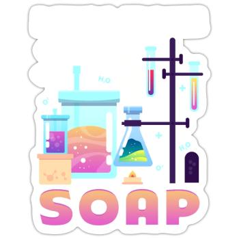 Fabrication de savon, savonnier, savonologue - Sticker taille S (10 x 10 cm) - blanc mat - Devant