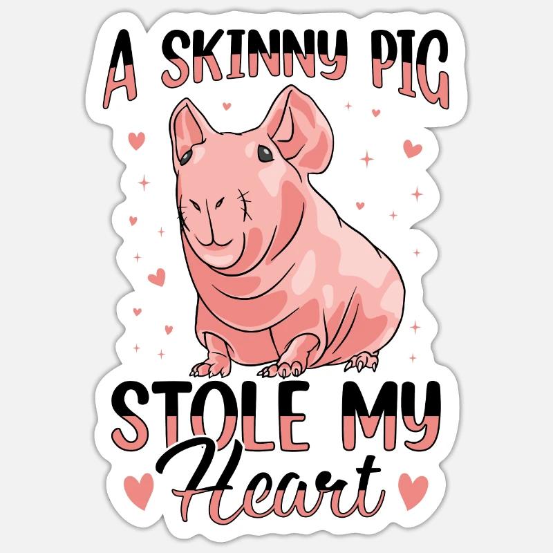 Cochon d’Inde sans poils Cochon maigre - Sticker taille S (10 x 10 cm) - blanc mat