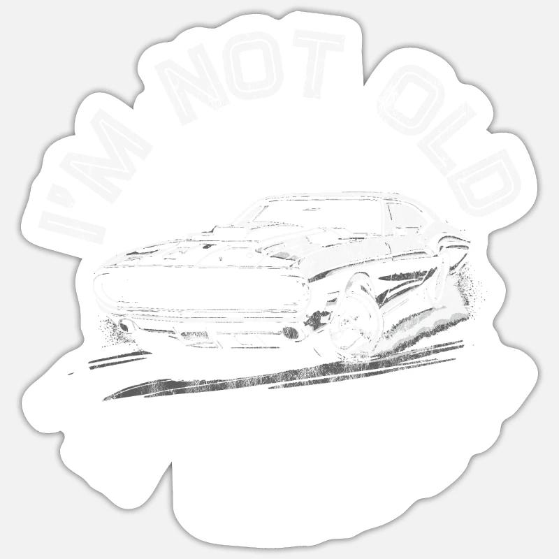 Ich bin nicht alt im Classic Oldtimer Geschenke Sticker Größe S (10 x 10 cm)