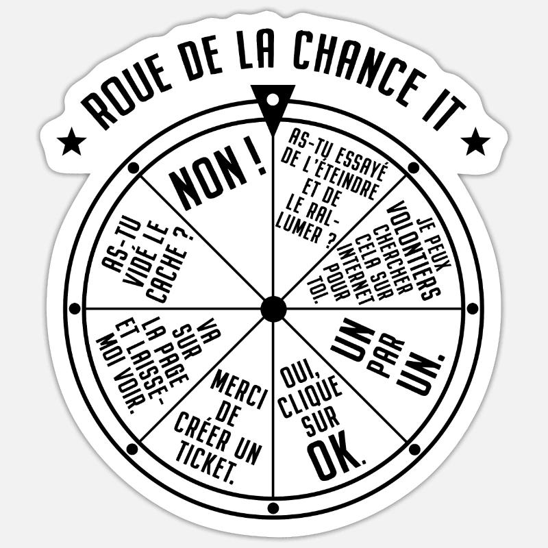 Roue de la Chance IT Support Service Desk IT Nerd Sticker taille S (10 x 10 cm)