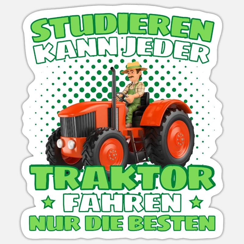 Lustiger Traktor Spruch Landwirt oder Bauer - Sticker Größe S (10 x 10 cm) - Mattweiß