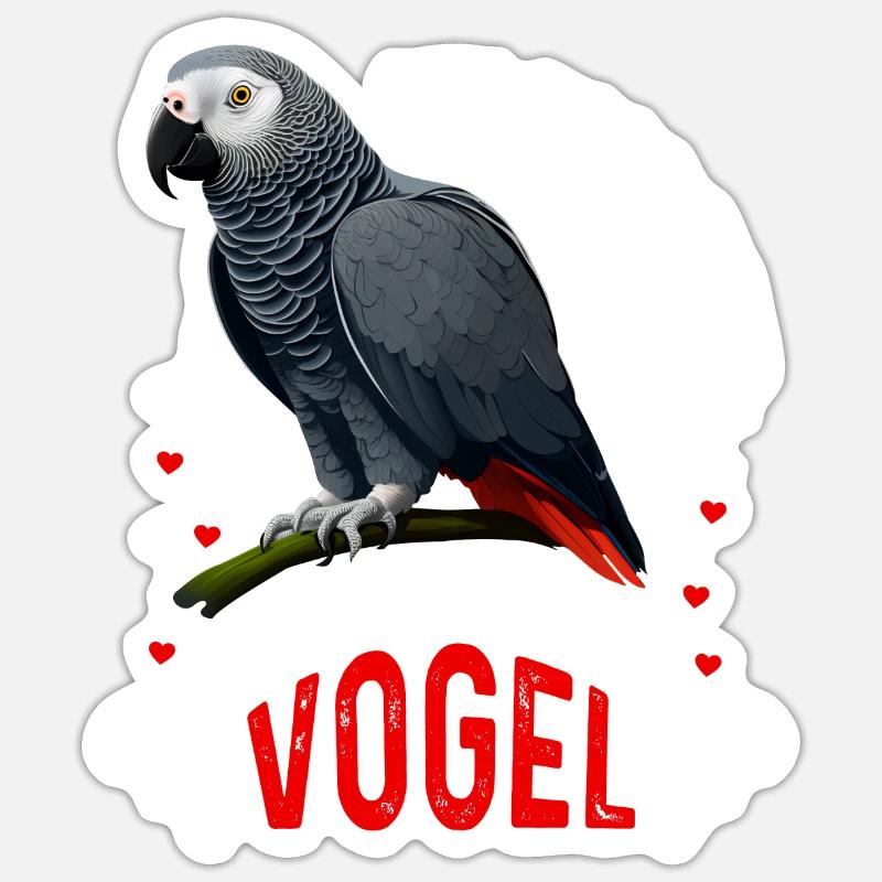 Grau Papagei Bei mir piept´s African Grey - Sticker Größe S (10 x 10 cm) - Mattweiß