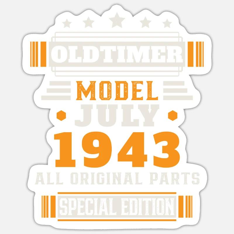 Oldtimer Juli 1943 Geburtstag Geschenk - Sticker Größe S (10 x 10 cm) - Mattweiß