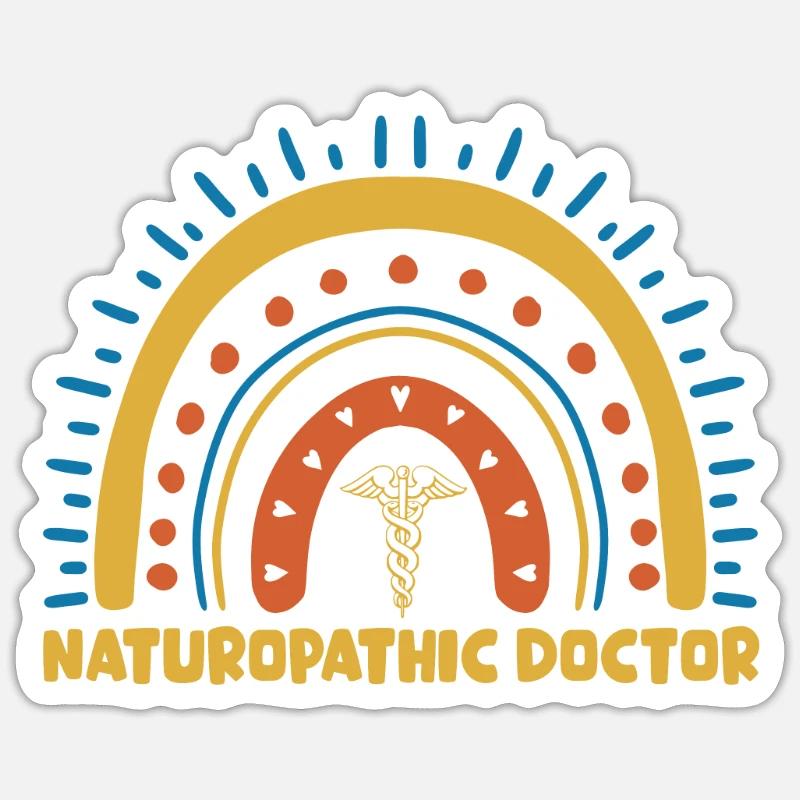 Mignon docteur naturopathe Boho Rainbow - Sticker taille S (10 x 10 cm) - blanc mat