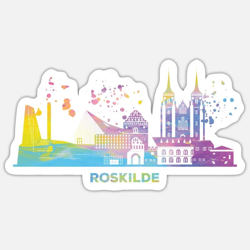 Roskilde Skyline Roskilde - Sticker Größe S (10 x 10 cm) - Mattweiß