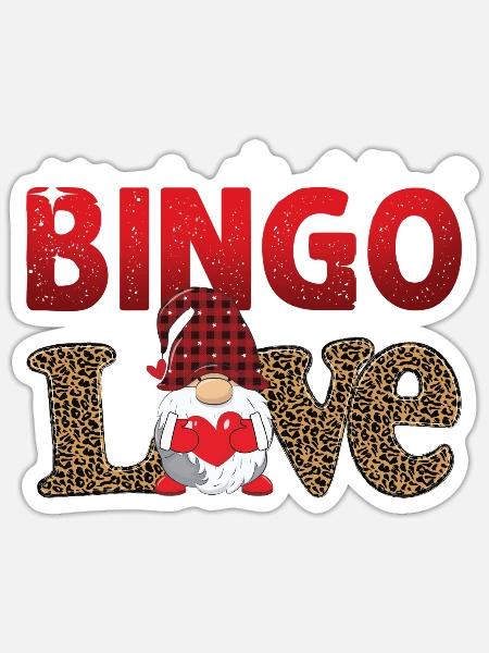 Bingo Love Leo Pattern Women Men Bingo - Sticker Größe S (10 x 10 cm) - Mattweiß