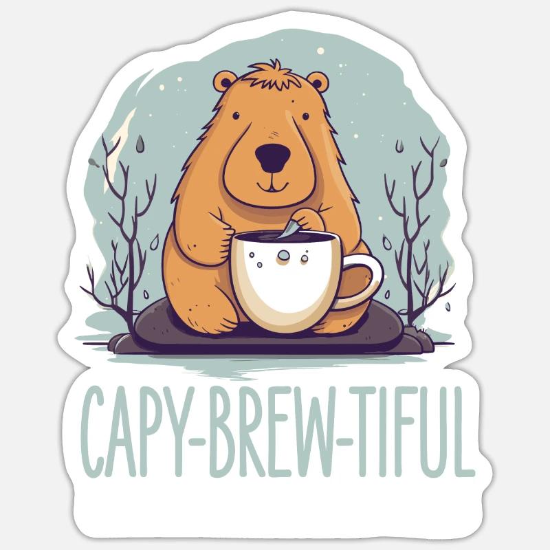 Capybara Coffee Design - Sticker size S (10 x 10 cm) - white matte