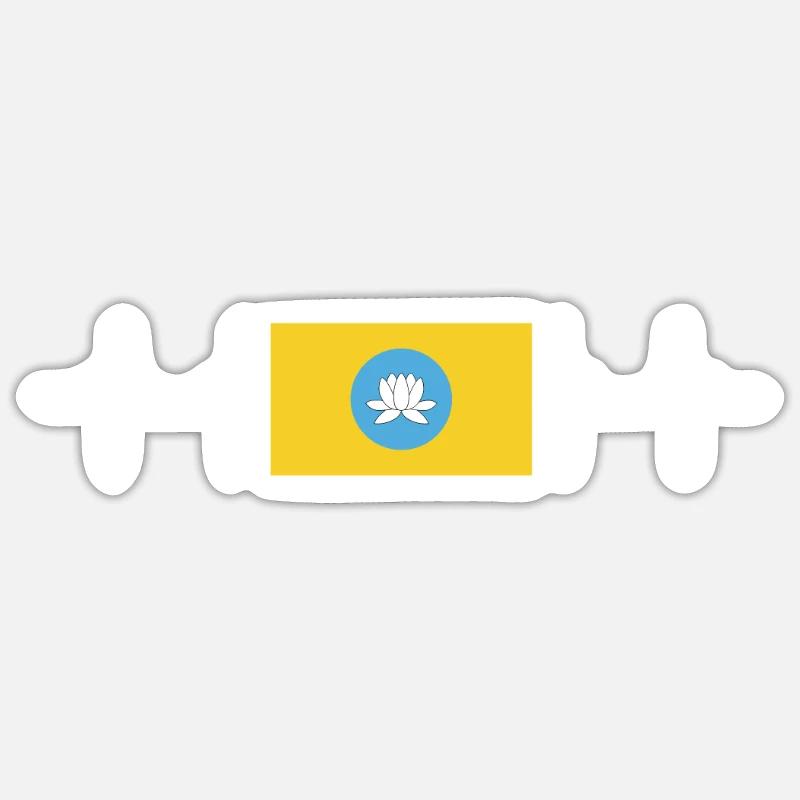 Drapeau russe - Kalmoukie - Sticker taille S (10 x 10 cm) - blanc mat