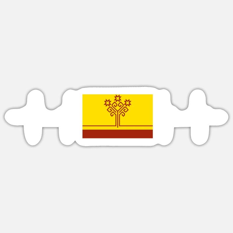 Drapeau russe - Tchouvachie - Sticker taille S (10 x 10 cm) - blanc mat