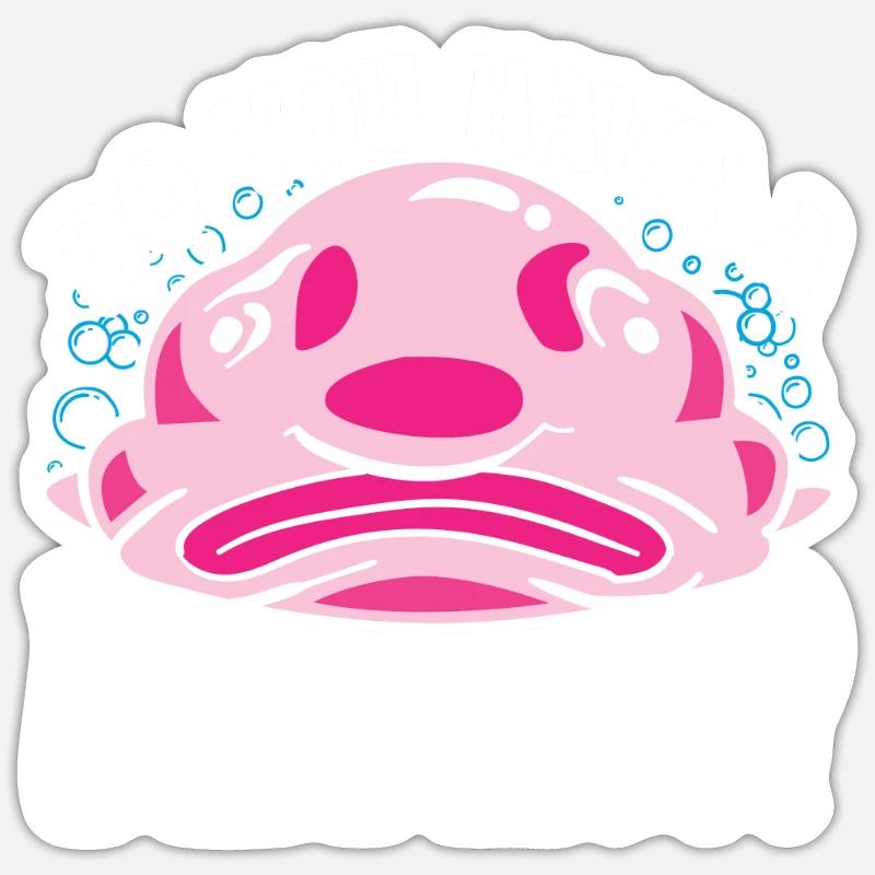 Blobfisch Avez-vous un Bloblem? - Sticker taille S (10 x 10 cm) - blanc mat