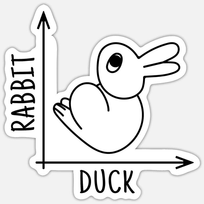 Rabbit Duck Illusion - Sticker Größe S (10 x 10 cm) - Mattweiß
