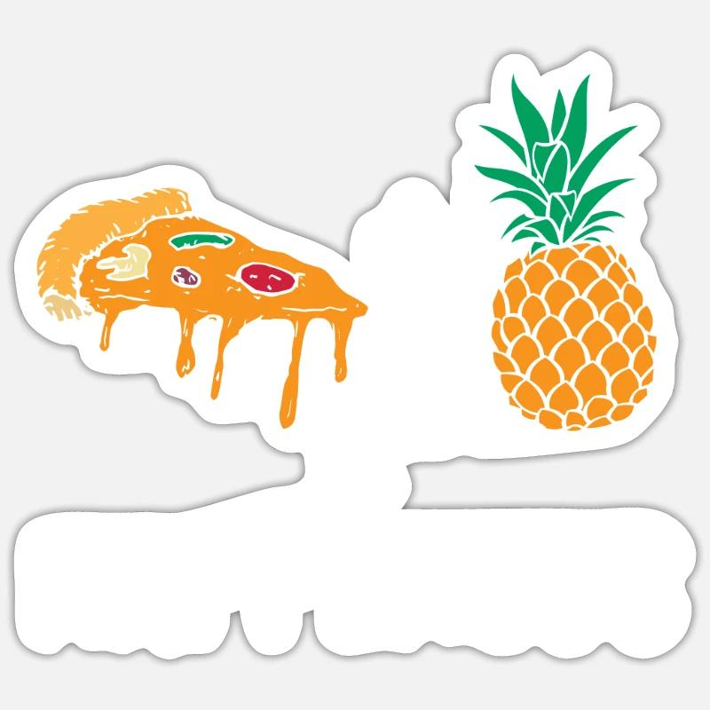 Pizza et ananas Tropical Fruit Pizza Eater - Sticker taille S (10 x 10 cm) - blanc mat