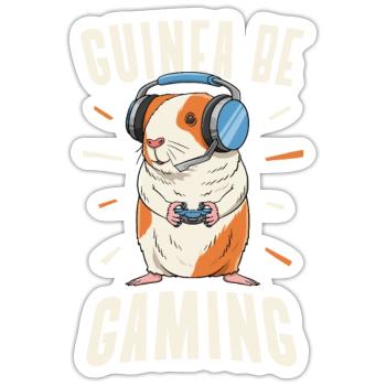 Guinea Pig Joueur de jeux vidéo Console Gamer - Sticker taille S (10 x 10 cm) - blanc mat - Devant