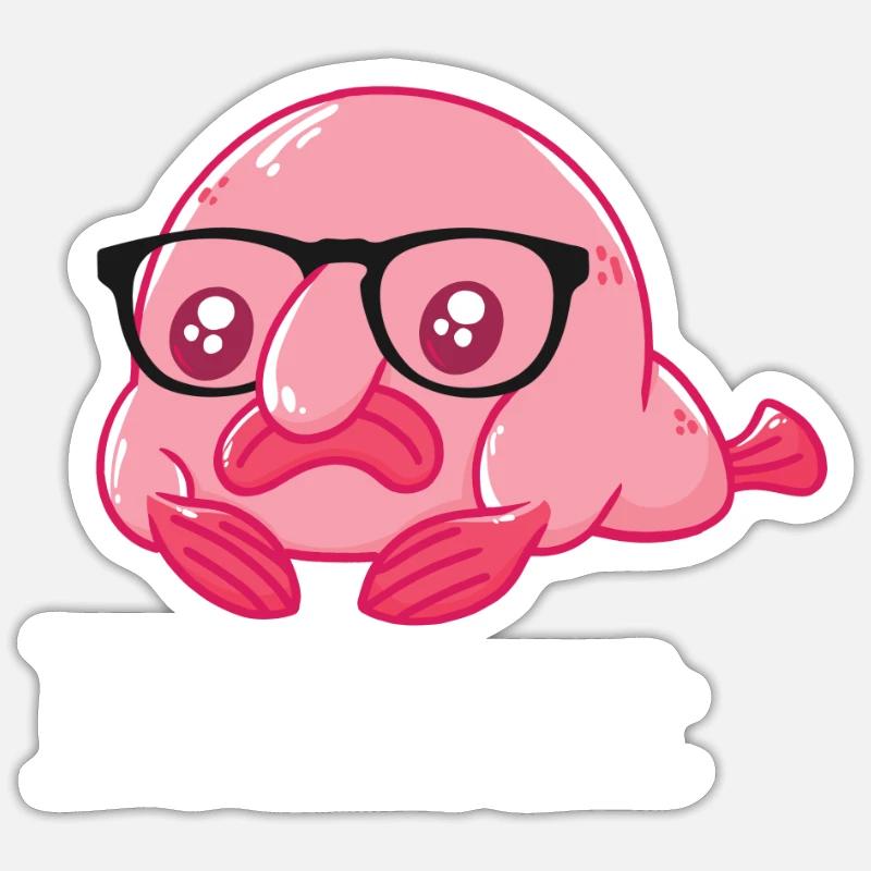 Brillanter Blobfish Nerd Geek Smart Blobfish Sticker Größe S (10 x 10 cm)