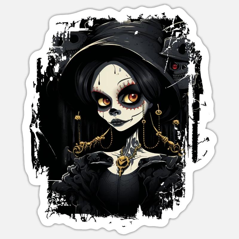 Süßes Gothic-Mädchen Sticker Größe S (10 x 10 cm)