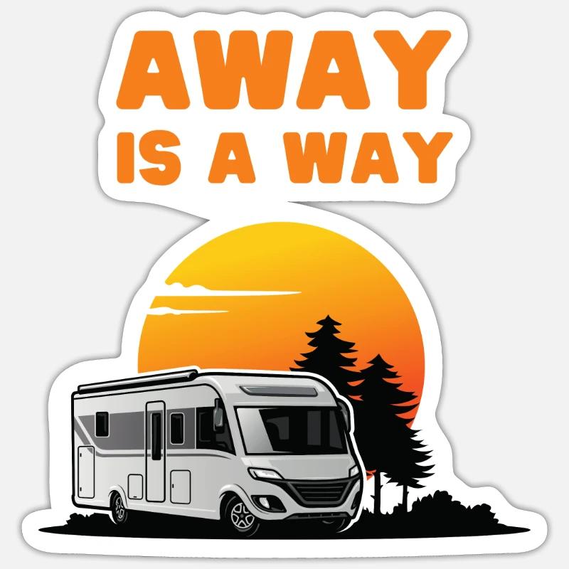 Camper - Away is a way - Sticker size S (10 x 10 cm) - white matte