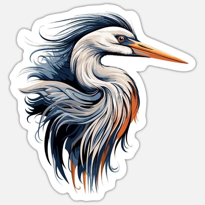 Héron Sticker taille S (10 x 10 cm)