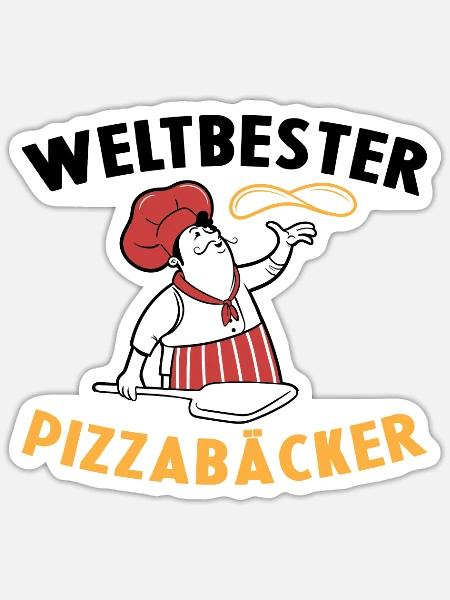 Weltbester Pizzabäcker Pizza Geschenkidee Kochen - Sticker Größe S (10 x 10 cm) - Mattweiß