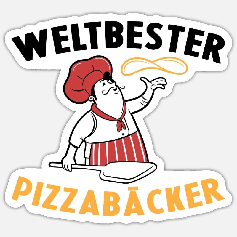 Weltbester Pizzabäcker Pizza Geschenkidee Kochen - Sticker Größe S (10 x 10 cm) - Mattweiß